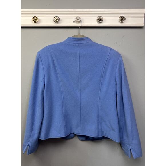 Vintage Mainbocher Jacket Womens Size 14 Blue Full Zip Wool Cashmere Blend - Picture 2 of 7